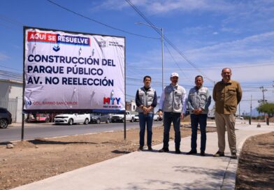 Supervisa Adrián de la Garza avance de parque lineal en Av. No Reelección